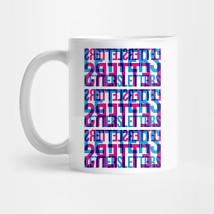 Letters Typography Stack (Cyan Magenta Blue) Mug